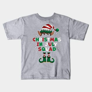 Christmas In July Squad Funny Summer Xmas Elf Kids T-Shirt